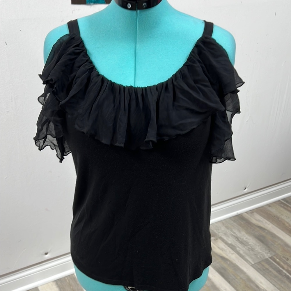 Robbi & Nikki by Robert Rodriguez Black Ruffled Tank Top